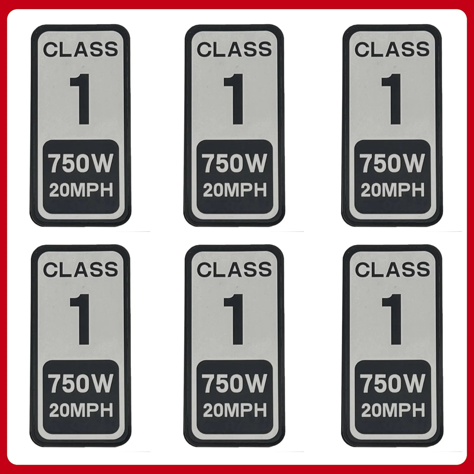 Class 2 750W 20MPH Stickers