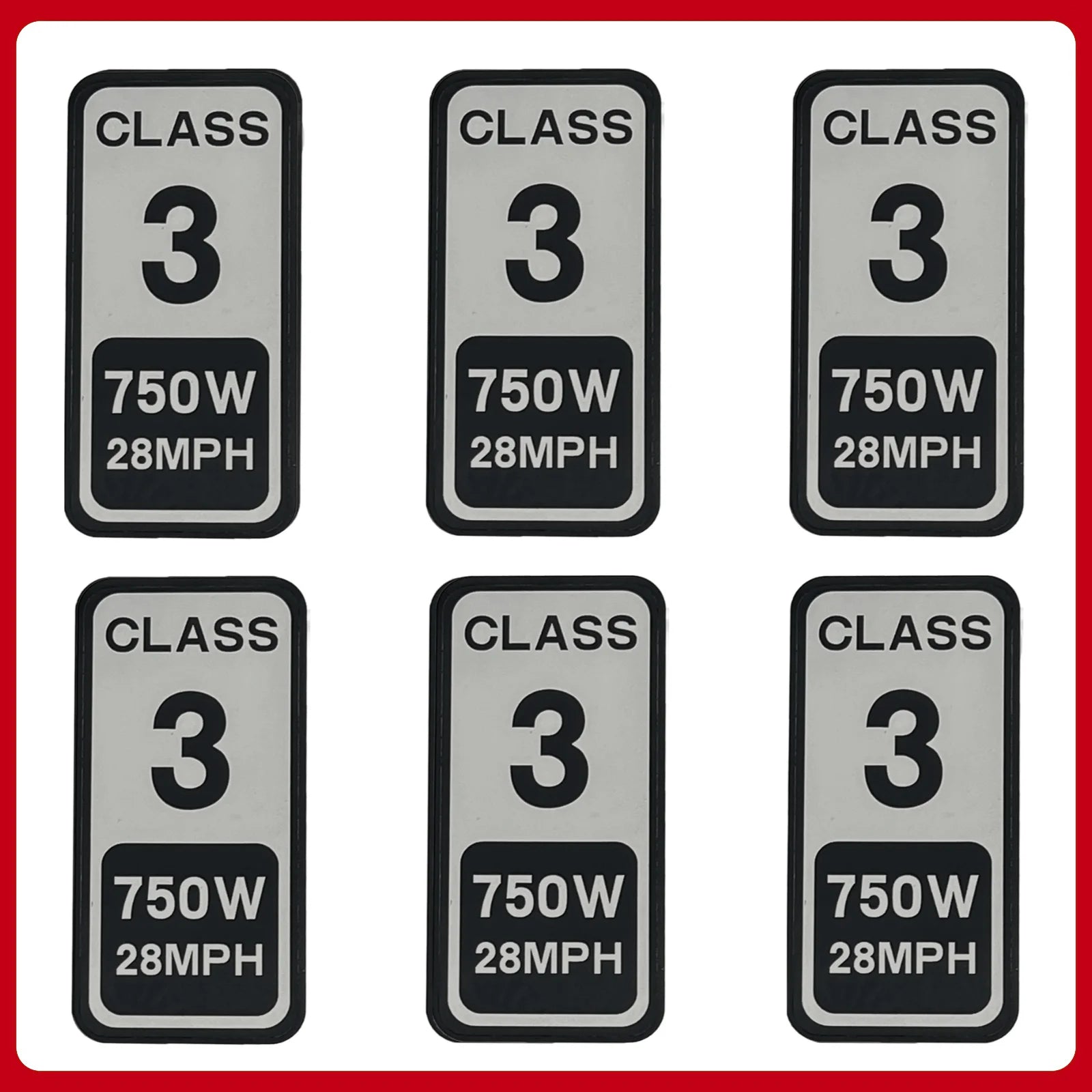 Class 2 750W 20MPH Stickers